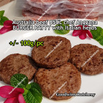 Australia beef mince 85CL Anggana's BURGER PATTY seasoned with Italian herbs ECONOMY THIN frozen price for 500g 5pcs